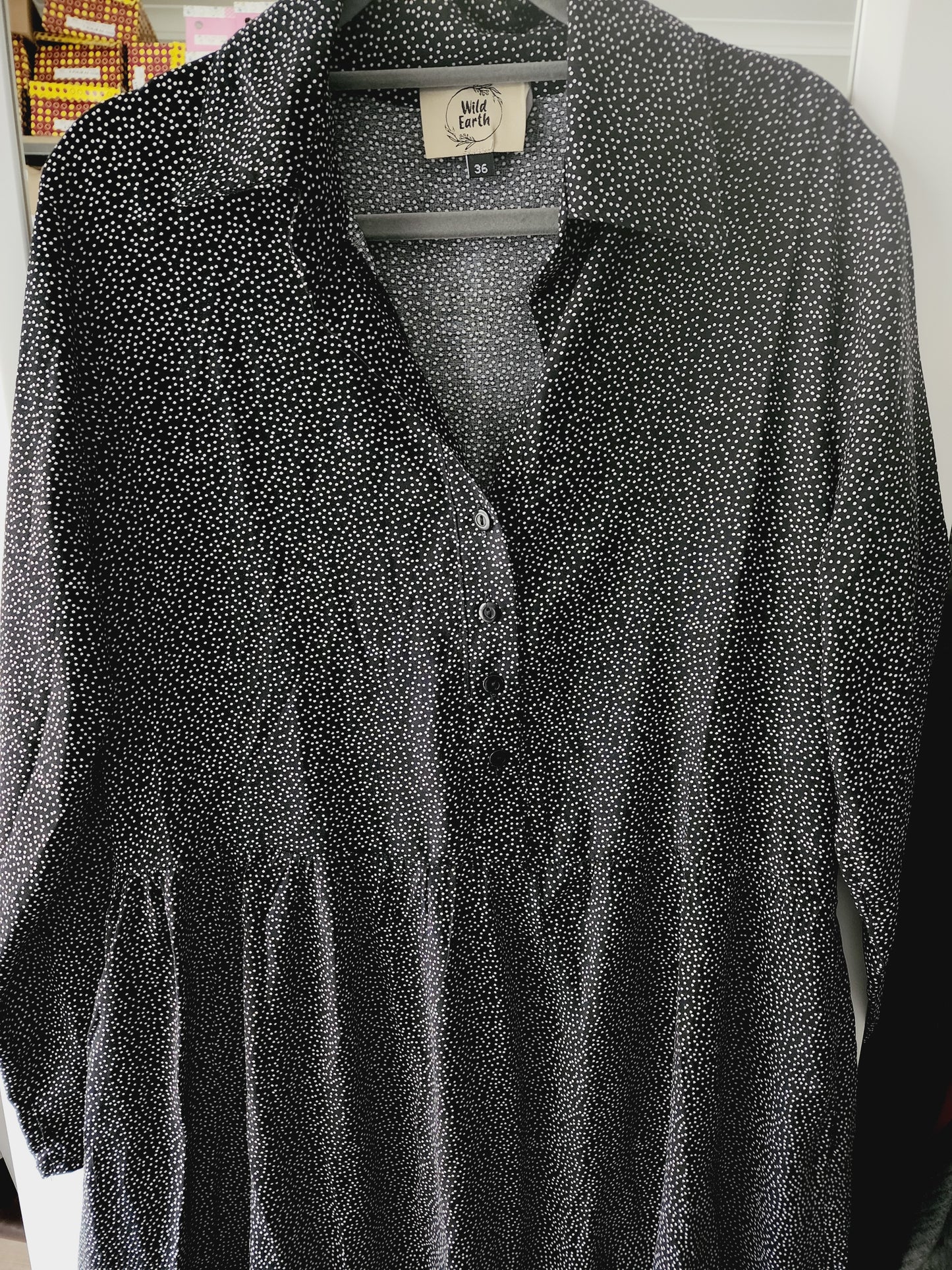 Pin dot peasant shirt dress