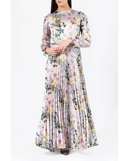 Pleated maxi dress (lilac floral)